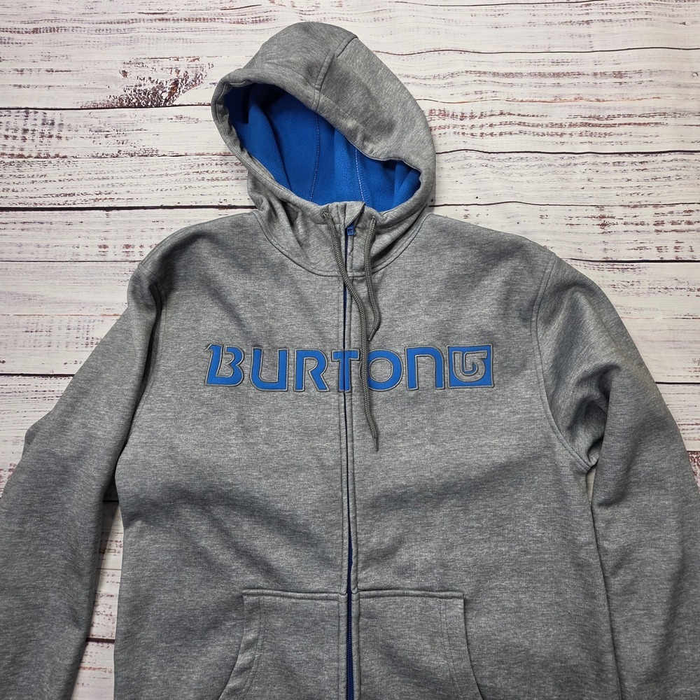 Burton‎ Full Zip Hoodie Mens Large Gray Excellent DryRide Fleece Lined Logo - Picture 5 of 6